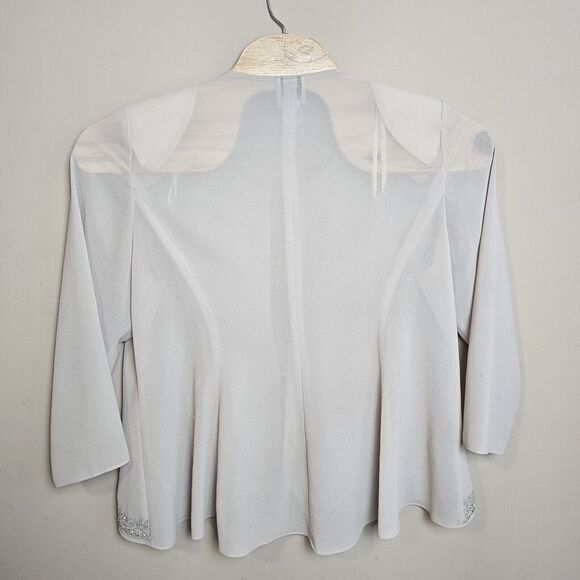 R&M RICHARDS Women’s 20WP Petite Suit Jacket Beige Sheer Beaded Grandma Work - Picture 6 of 11